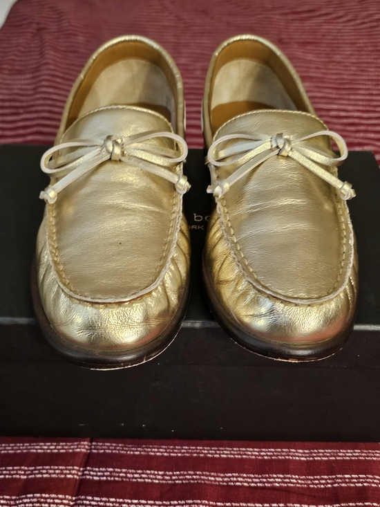 rag & bone Shoes - rag & bone Metallic Gold Leather Bow Loafers